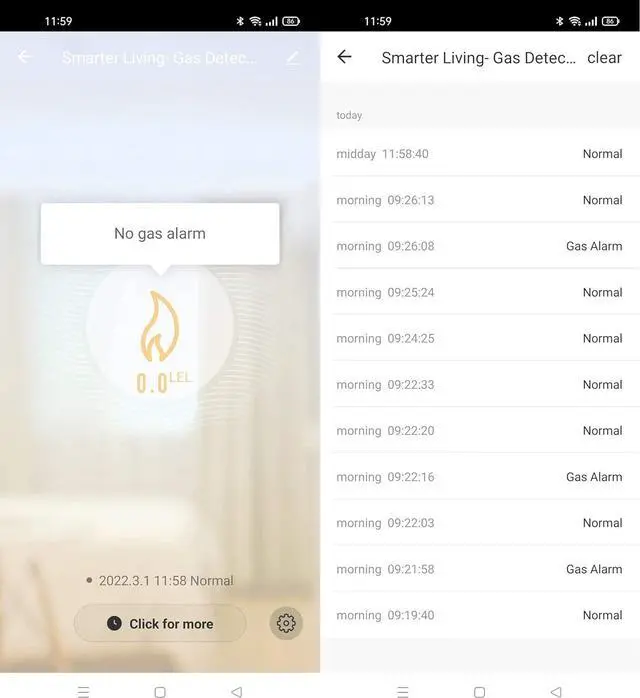 Alt view image 4 of 6 - - WiFi Gas Alarm Leak Detector for Natural Gas, Propane, Methane, Butane, LPG, LNG, Flammable Explosive Gases, Reliable Sensor, Phone Notifications, Plug in, Trailer, RV, Home White