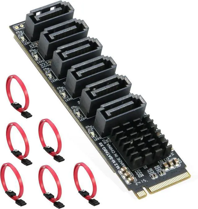 Main image of M.2 to SATA 3.0 Adapter [6-Port],  NVMe 6 Ports III Expansion Card 6Gbps with Chipset ASM1166 -