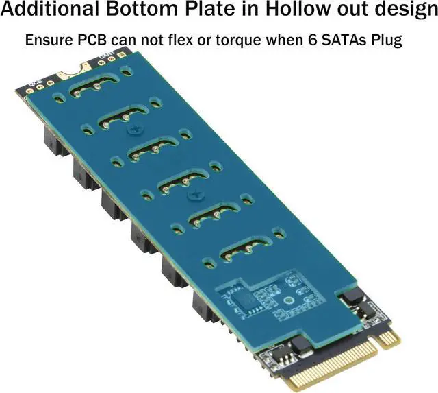 Alt view image 4 of 7 - M.2 to SATA 3.0 Adapter [6-Port],  NVMe 6 Ports III Expansion Card 6Gbps with Chipset ASM1166 -