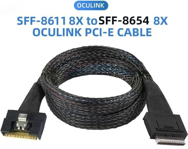 Alt view image 6 of 7 - Oculink PCIe PCI-Express Data Active Cable SFF-8611 8i to SFF-8654 8X Slimline SSD 50cm -
