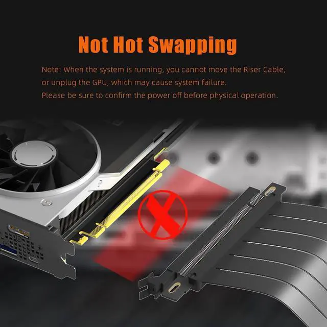 Alt view image 7 of 7 - 600mm PCIe 3.0 X16 Riser Cable for Low-end GPUs, Such as GeForce RTX 20/GTX 16/GTX 10 Series and AMD Radeon RX5000/VII/RX Vega/R9 Fury Series, etc -