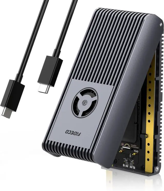 Main image of 40Gbps M.2 NVMe Enclosure, USB4 SSD Enclosure for M1 M2 Pro/Max with Cooling Fan, Compatible Thunderbolt 4/3, USB4/3.2/3.1/3.0, Full Aluminum Alloy Body, Sandwich Style Design Silver -