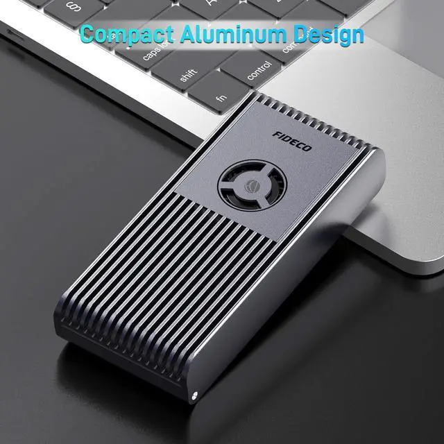 Alt view image 7 of 7 - 40Gbps M.2 NVMe Enclosure, USB4 SSD Enclosure for M1 M2 Pro/Max with Cooling Fan, Compatible Thunderbolt 4/3, USB4/3.2/3.1/3.0, Full Aluminum Alloy Body, Sandwich Style Design Silver -