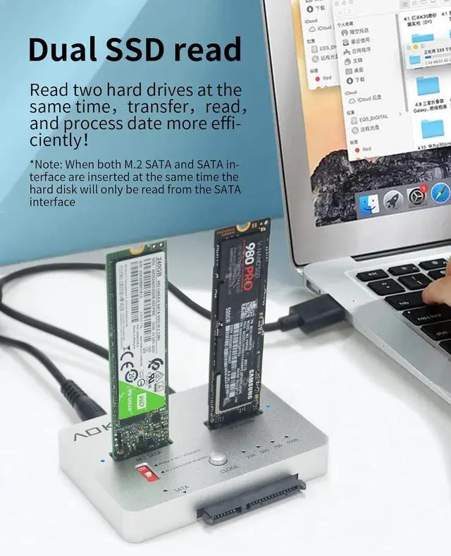 Alt view image 6 of 6 - M.2 Duplicator NVMe to SATA SSD Cloner Docking Staion for PCIe NVMe/M.2 NGFF and 2.5" /3.5" SSD/HDD with Offline Cloning Mutual Clone  HDD