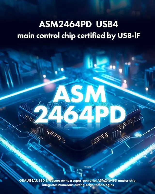 Alt view image 3 of 7 - 40Gbps M.2 NVMe SSD Enclosure, USB4 Enclosure with Cooling Fan and Dual-Pipe Heatsink Aluminum, Thunderbolt 4/3, ASM2464PD Chip Black -