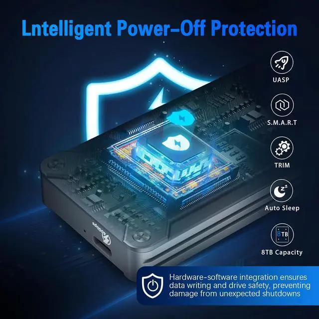 Alt view image 5 of 7 - 40Gbps NVMe Enclosure, M.2 SSD Aluminum Alloy External Enclosure Support Size 2280 M&B+M-Key,Compatible with Thunderbolt 3/4,USB4/3.2/3.1/3.0/2.0 -