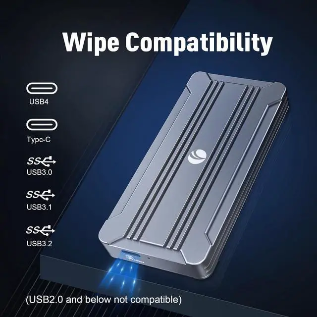 Alt view image 7 of 7 - 40Gbps NVMe Enclosure, M.2 SSD Aluminum Alloy External Enclosure Support Size 2280 M&B+M-Key,Compatible with Thunderbolt 3/4,USB4/3.2/3.1/3.0/2.0 -