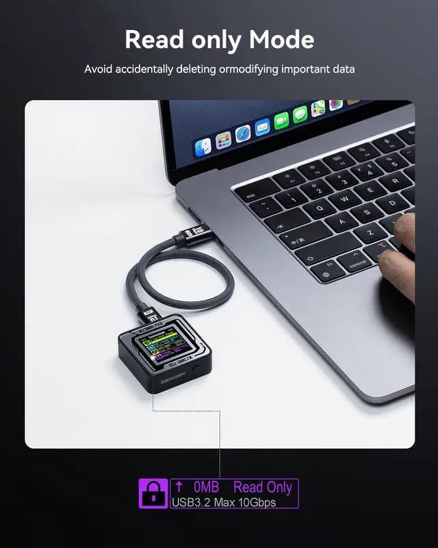 Alt view image 5 of 7 - Pocket M.2 2230 NVMe SSD Enclosure,Support 3s PLP Prevents Write Data Loss,USB 3.2 Gen 2 Type-C (10 Gbps), fits PCIe, Exclusive to Size 2230,Support M-Key B+M Key UASP (Black) Black -