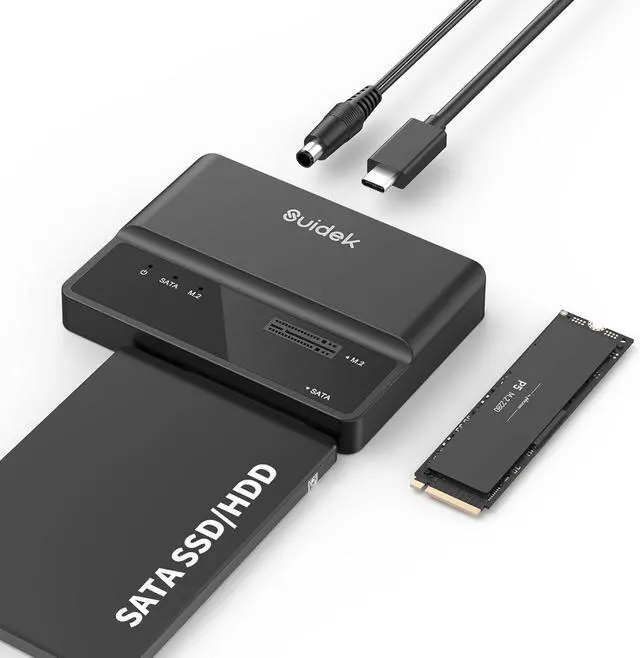 Main image of NVMe SSD Enclosure, 10Gbps USB to M.2 and SATA Adapter Tool Free PCIe External Hard Drive Reader Compatible with M.2(M Key&M+B Key) Any Sizes 2.5"/3.5" SSD/HDD -