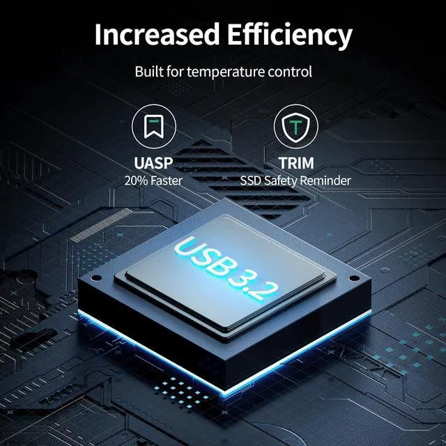 Alt view image 6 of 7 - NVMe SSD Enclosure, 10Gbps USB to M.2 and SATA Adapter Tool Free PCIe External Hard Drive Reader Compatible with M.2(M Key&M+B Key) Any Sizes 2.5"/3.5" SSD/HDD -