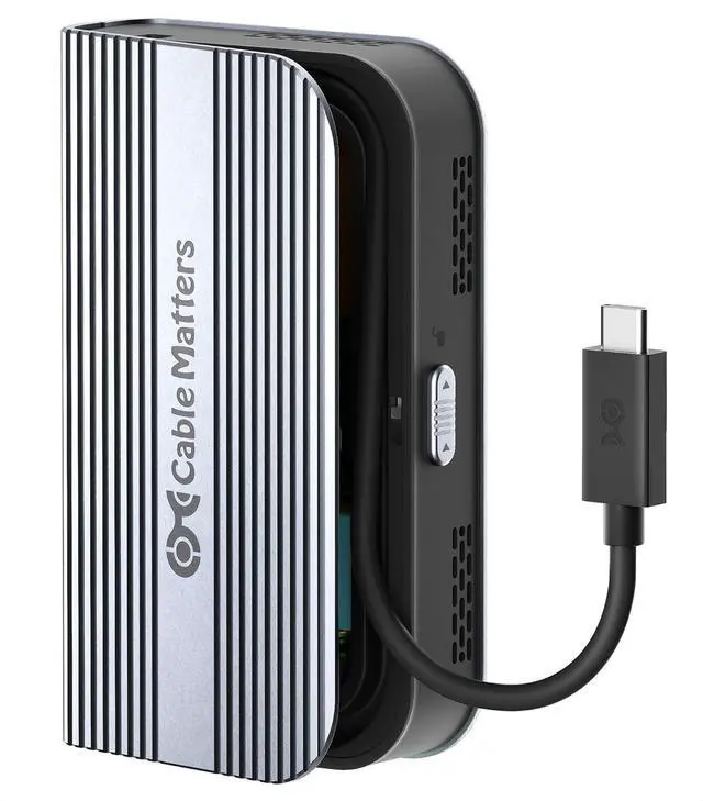 Main image of 40Gbps Portable USB4 / Thunderbolt 4 SSD Enclosure for M.2 NVMe - Up to Read:3800MB/s, Write:3600MB/s, Enclosure, Tool-Free, Intelligent Cooling, 4/5 Compatible silver