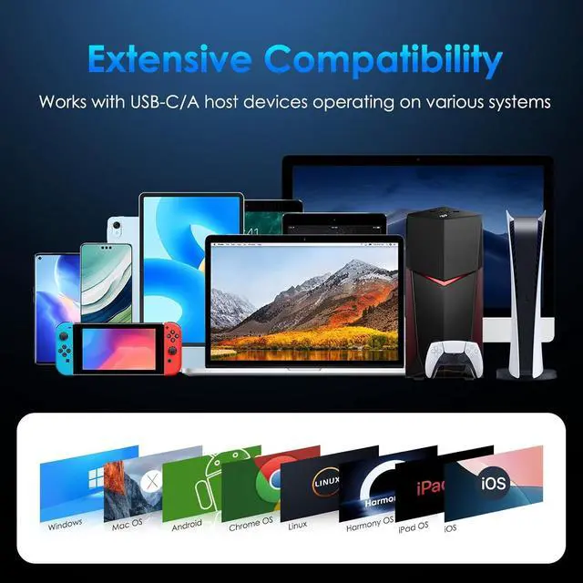 Alt view image 6 of 7 - M.2 NVMe SSD Cloner Dock, 10Gbps Dual-Bay to USB-C/A Enclosure, Supports Offline Clone, UASP, Design for M-Key or M+B Key SSDs in Size 2230/2242/2260/2280/22110, Not Include -