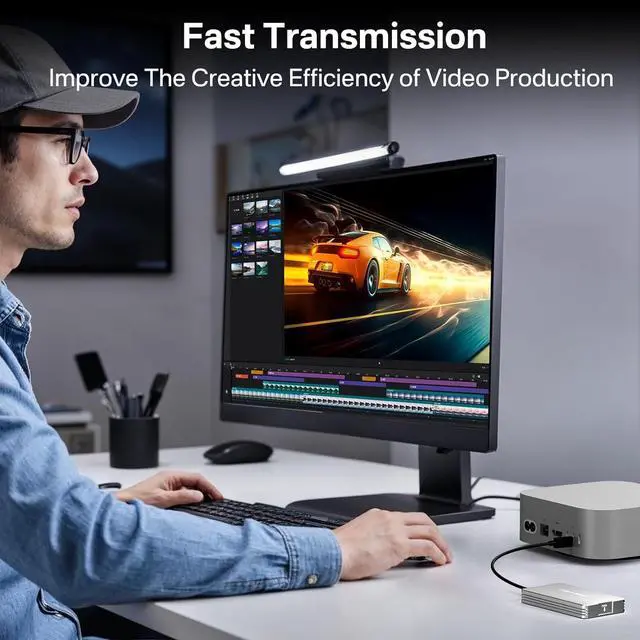 Alt view image 3 of 7 - 40Gbps M.2 NVMe SSD Enclosure, Tool Free Installation, Enclosure for M1/M2/ Pro/Max,Compatible with thunderbolt3/4/5,USB4/3.2/3.1/3.0/2.0, Support 2280/2260/2242/2230 B+M M-Key (TBU401) -