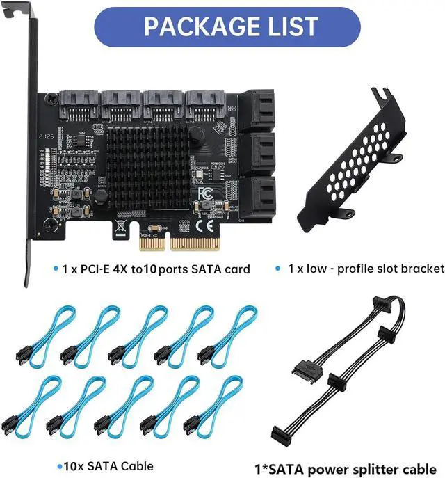 Alt view image 7 of 7 - PCIE to SATA 3.0 Card 10 Ports,PCIE III 6Gbps Expansion Card,ASM1166+JMB575 Chips  10SATA-4X -