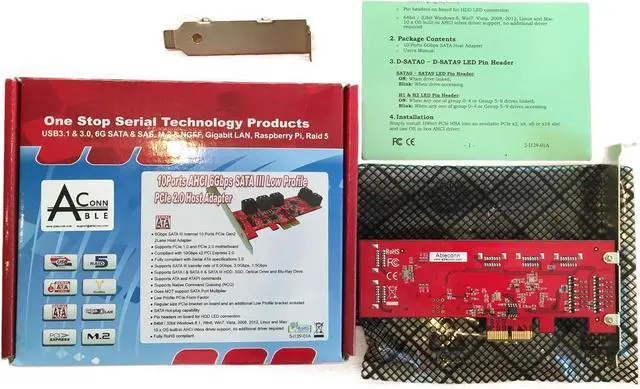 Alt view image 3 of 5 - PEX10-SAT 10 Port SATA 6G PCI Express Host Adapter Card - AHCI 6 Gbps III Low Profile PCIe 2.0 Expansion