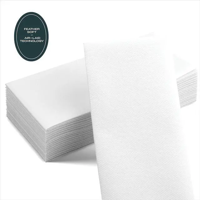 Alt view image 5 of 7 - 300-pack  Disposable Linen-Feel Guest Towels [8" x 17" ] - Cloth-Like Hand Bathroom Napkins, Made In USA Soft and Absorbent Paper Napkin for Kitchen, Bathroom, Party, Wedding, Or Event White 8"