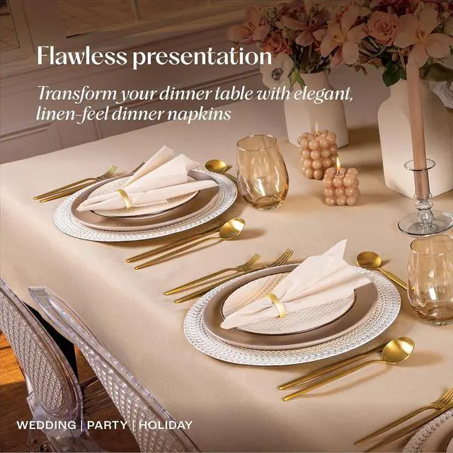 Alt view image 7 of 7 - 300-pack  Disposable Linen-Feel Guest Towels [8" x 17" ] - Cloth-Like Hand Bathroom Napkins, Made In USA Soft and Absorbent Paper Napkin for Kitchen, Bathroom, Party, Wedding, Or Event White 8"