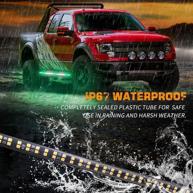 Alt view image 3 of 6 - 2PCS 60 inch Green White Emergency Lights Strip 720 LED Running Board Strobe Flashing Warning Safety First Responder for Firefighter Vehicles POV Fire Trucks Pickup SUV  Green/White -