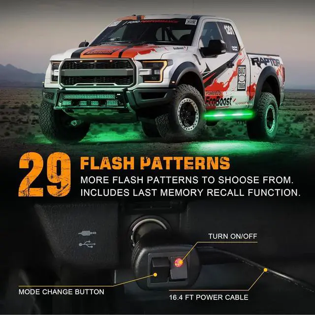 Alt view image 4 of 6 - 2PCS 60 inch Green White Emergency Lights Strip 720 LED Running Board Strobe Flashing Warning Safety First Responder for Firefighter Vehicles POV Fire Trucks Pickup SUV  Green/White -