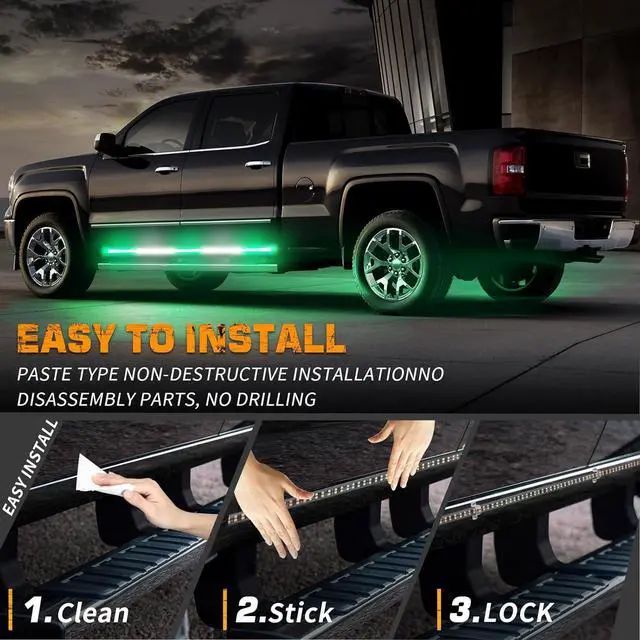 Alt view image 5 of 6 - 2PCS 60 inch Green White Emergency Lights Strip 720 LED Running Board Strobe Flashing Warning Safety First Responder for Firefighter Vehicles POV Fire Trucks Pickup SUV  Green/White -