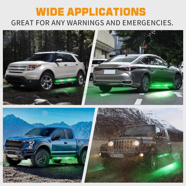 Alt view image 6 of 6 - 2PCS 60 inch Green White Emergency Lights Strip 720 LED Running Board Strobe Flashing Warning Safety First Responder for Firefighter Vehicles POV Fire Trucks Pickup SUV  Green/White -