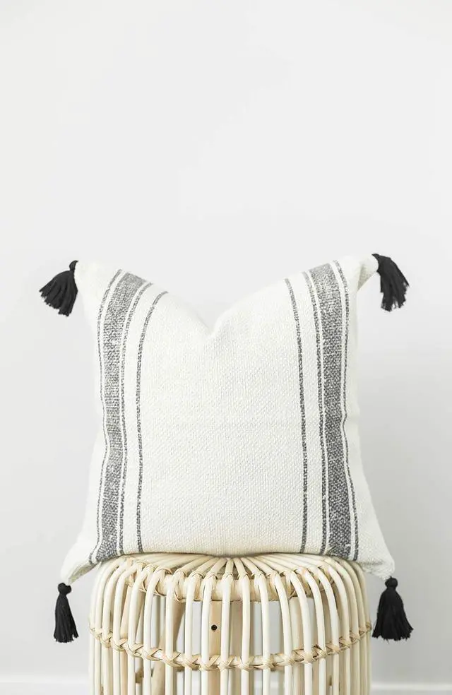 Alt view image 2 of 6 - - Modern & Luxurious 18" x Decorative Boho Throw Pillow Covers Durable Quality Machine Washable Luca Design Black, White, Grey, and Neutral 2 Pack  (Pack of 2)