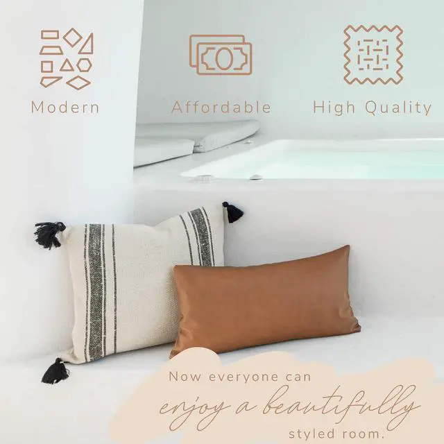 Alt view image 5 of 6 - - Modern & Luxurious 18" x Decorative Boho Throw Pillow Covers Durable Quality Machine Washable Luca Design Black, White, Grey, and Neutral 2 Pack  (Pack of 2)
