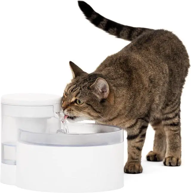 Main image of Outlast Pumpless Cat Water Fountain 60 oz/1.7L Indoor Dispenser for Cats, Dishwasher Safe, Easy Assembly and Cleaning, Filter Included White -