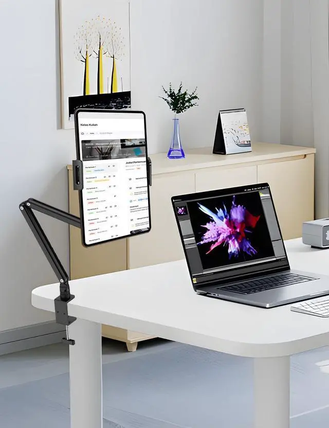 Alt view image 5 of 6 - Adjustable Aluminum Tablet Stand Foldable Arm for Desk/Bed 360° Rotation Compatible with iPad Pro 12.9/11 Air Mini  Tabs Nintendo Switch 5.1-15.9 Devices - Sturdy & Portable