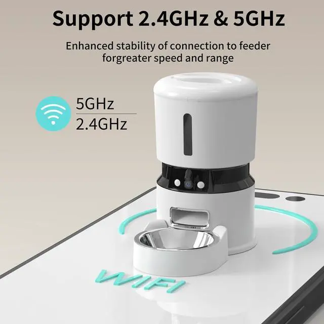 Alt view image 3 of 7 - Automatic Cat Feeder with 2 Cameras 1080P HD Night Vision Pet Food Dispenser Two-Way Voice and Audio Dog Smart WiFi & Programmable Schedule Slow Bowl White  -