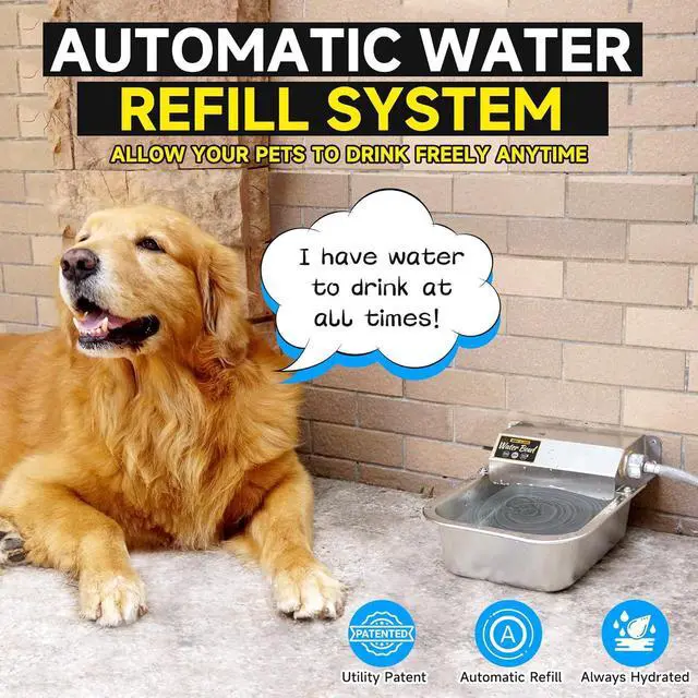 Alt view image 2 of 6 - Automatic Water Dispenser for Dogs, 101oz Outdoor Dog Bowl, 304 Stainless Steel Feeder Small to Large Pets, Livestock Waterer, Anti-Tipping, Auto-Fill, Easy Clean Silver -