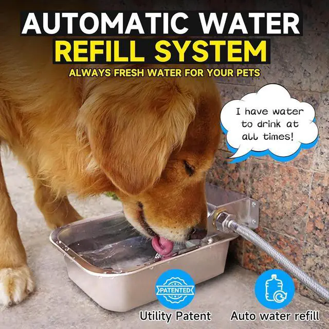 Alt view image 2 of 7 - Automatic Water Dispenser for Dogs, 3L /101 oz 304 Stainless Steel Dog Feeder, Auto-Fill Large Waterer Pets & Livestock, Outdoor Bowl, Wide Mouth, Anti-tip, Easy to Clean  Silver 101