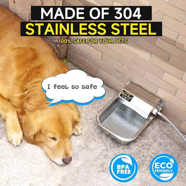 Alt view image 4 of 6 - Automatic Water Dispenser for Dogs, 101oz Outdoor Dog Bowl, 304 Stainless Steel Feeder Small to Large Pets, Livestock Waterer, Anti-Tipping, Auto-Fill, Easy Clean Silver -