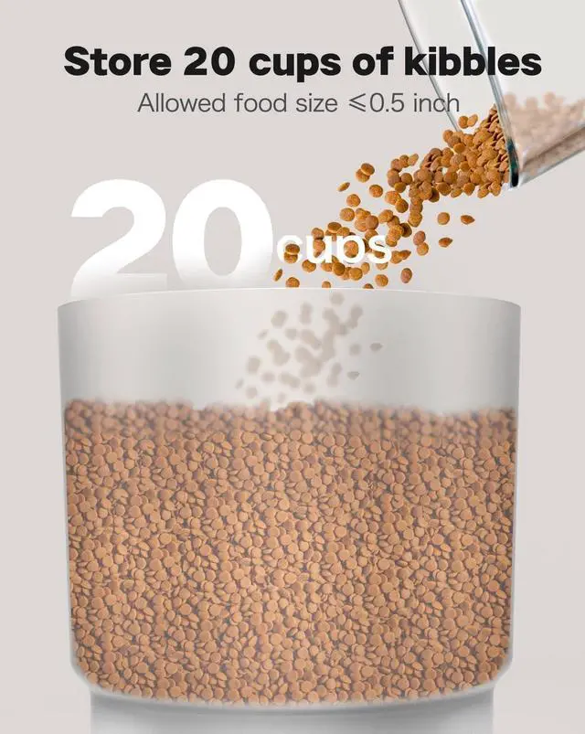 Alt view image 6 of 6 - Automatic Cat Feeder with 5G WiFi, 20 Cups/5L  Food Dispenser for 2 Cats Smart Pet APP Control Remote Feeding, Dual Power Supply 12 Portions 6 Meals Per Day White 5L-WIFI