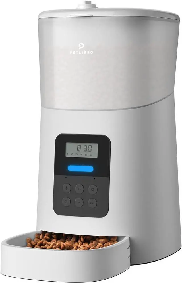 Main image of Automatic Cat Feeder, 6L Auto Pet Dry Food Dispenser with Clog-Free Design, Low LED Indication, 0-50 Portion Control for 1-6 Meals Daily, 10s Voice Recorder Small & Medium Pets Grey -