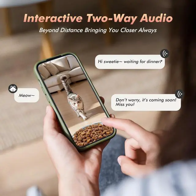 Alt view image 4 of 7 - Automatic Cat Feeder with Camera - 5G WiFi Timed Food Dispenser, 1080P HD Video Night Vision, 1-15 Meals, 1-99 Portions, 2-Way Audio, Keeps Dry Fresh, 5L Auto Pet Also for Dogs  White