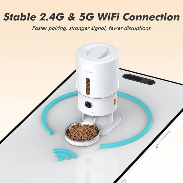 Alt view image 6 of 7 - Automatic Cat Feeder with Camera - 5G WiFi Timed Food Dispenser, 1080P HD Video Night Vision, 1-15 Meals, 1-99 Portions, 2-Way Audio, Keeps Dry Fresh, 5L Auto Pet Also for Dogs  White