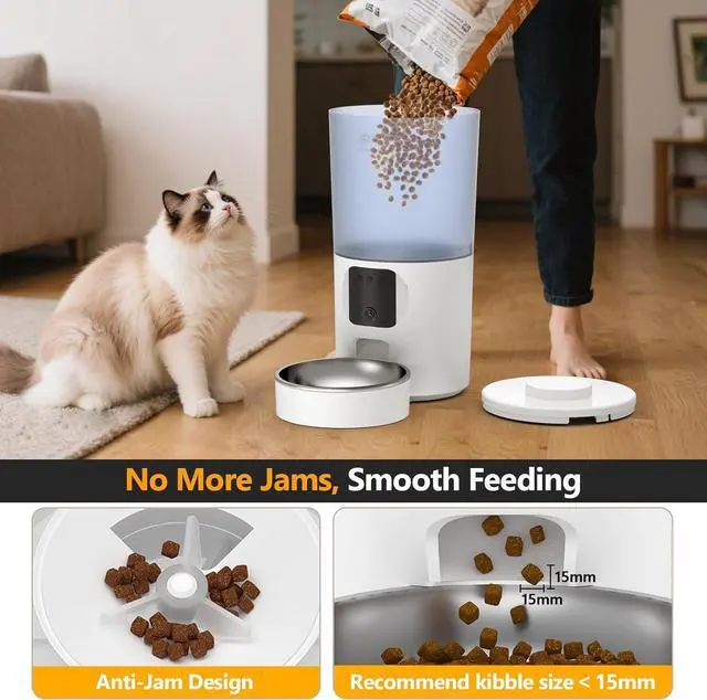 Alt view image 4 of 7 - Automatic Cat Feeder with Camera and App, 6L Smart Pet Food Dispenser for Cats/Small Dogs, Timed Auto Control Meals, WiFi 2.4G / 5G -
