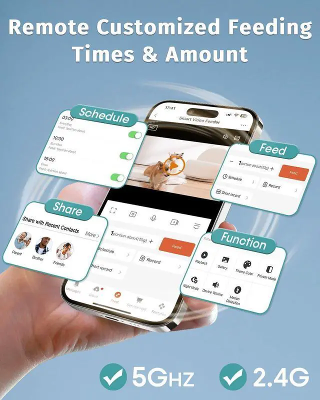 Alt view image 5 of 7 - Automatic Dog Feeder Large Breed with Camera - 12L/50 Cups 5G WiFi App Control Food Dispenser, Easy Setup, HD 1080P Video Night Vision by white