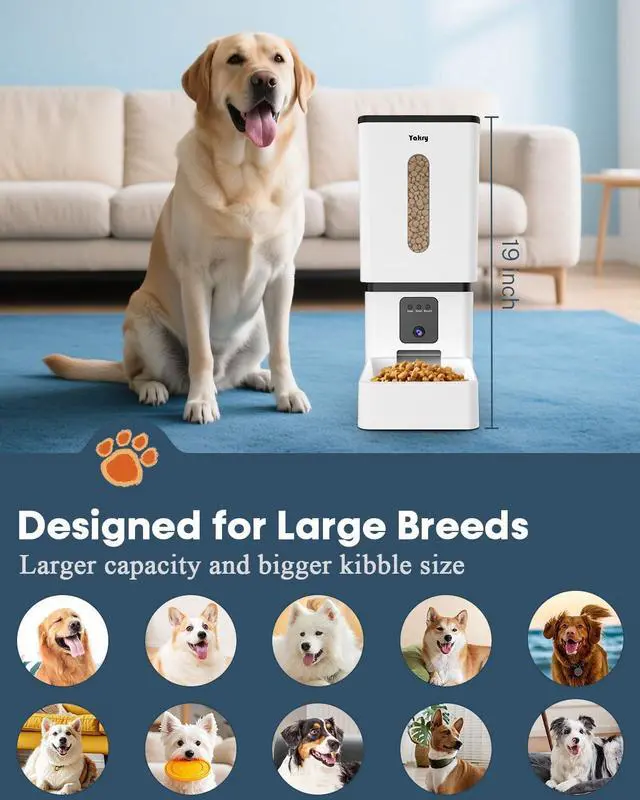 Alt view image 7 of 7 - Automatic Dog Feeder Large Breed with Camera - 12L/50 Cups 5G WiFi App Control Food Dispenser, Easy Setup, HD 1080P Video Night Vision by white