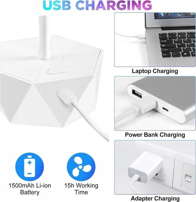 Alt view image 2 of 6 - Fly Fans for Tables Rechargeable Keep Flies Away Flexible Repellent Outdoor Table Top Fan with Holographic Blades Outside, Picnic (White, 6Packs)  White 1 Count (Pack of 6)