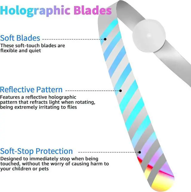 Alt view image 4 of 6 - Fly Fans for Tables Rechargeable Keep Flies Away Flexible Repellent Outdoor Table Top Fan with Holographic Blades Outside, Picnic (White, 6Packs)  White 1 Count (Pack of 6)