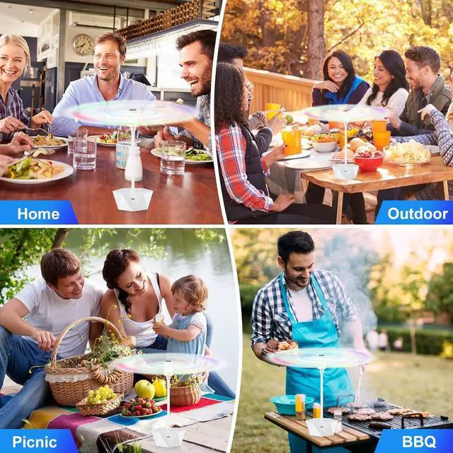 Alt view image 6 of 6 - Fly Fans for Tables Rechargeable Keep Flies Away Flexible Repellent Outdoor Table Top Fan with Holographic Blades Outside, Picnic (White, 6Packs)  White 1 Count (Pack of 6)