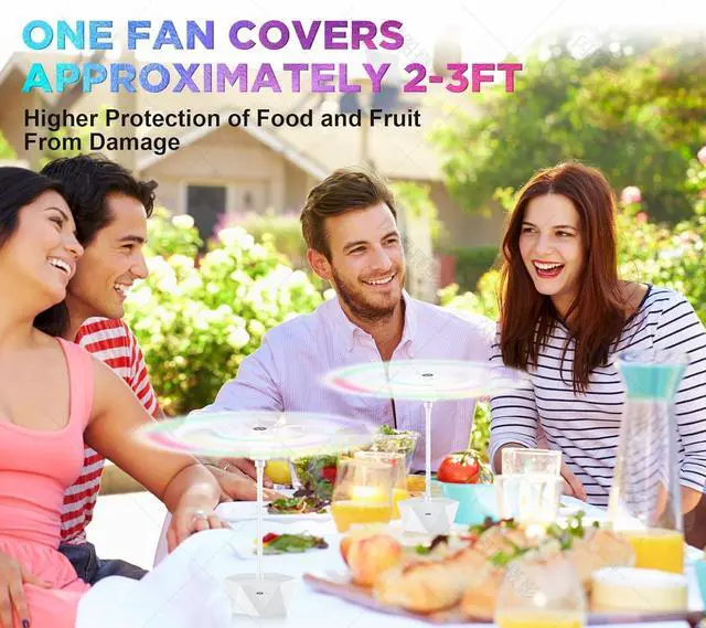 Alt view image 5 of 6 - Fly Fans for Tables Rechargeable Keep Flies Away Flexible Repellent Outdoor Table Top Fan with Holographic Blades Outside, Picnic (White, 6Packs)  White 1 Count (Pack of 6)