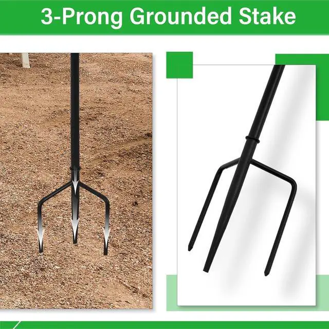 Alt view image 7 of 7 - Upgraded Home Garden Torch Set of 6, Outdoor Metal Décor, 59.5 Inch Citronella Torches with 3-Prong Grounded Stake,Metal Light for Party Patio PathwayBlack Torch-01 -