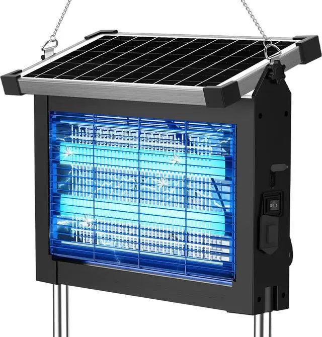 Main image of Solar Bug Zapper Outdoor 4500V, Mosquito Waterproof Electric Fly with 10W Panel, Rechargeable Killer Lamp, Cordless Trap for Patios, Gardens, Camping, Backyard Dark Black -