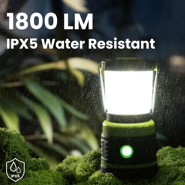 Alt view image 5 of 7 - Camping Lantern Rechargeable Telescopic Light,1800LM, 4400mAh IPX5 Waterproof Tent Lights, 4 Light Modes, Portable Flashlight for Power Outages, Emergency, Hurricane, Hiking Green -