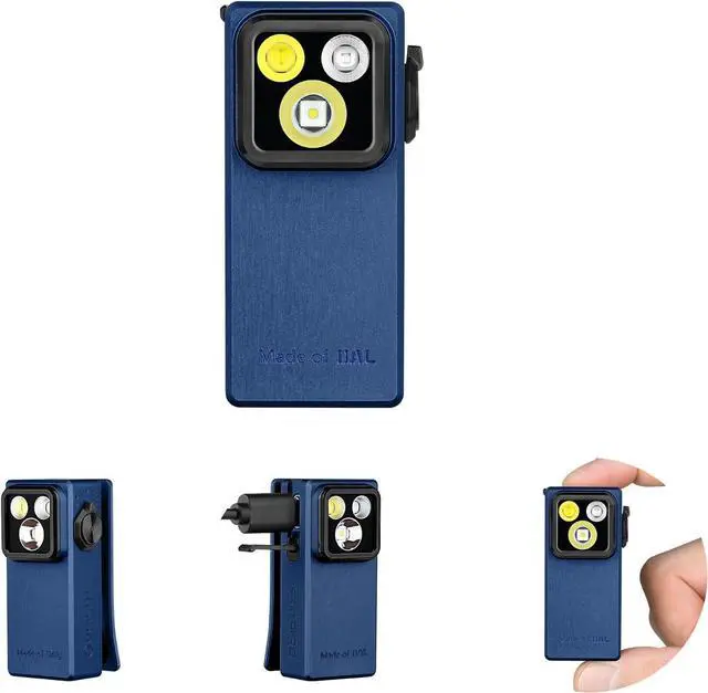Main image of Oclip Ultra EDC Flashlight Clip-on Light, 530 Lumens Rechargeable with Type-C Charging, Combines Floodlight, Spotlight and UV, Triple Magnetic Lights for Inspection Work (Navy Blue)  Navy Blue -