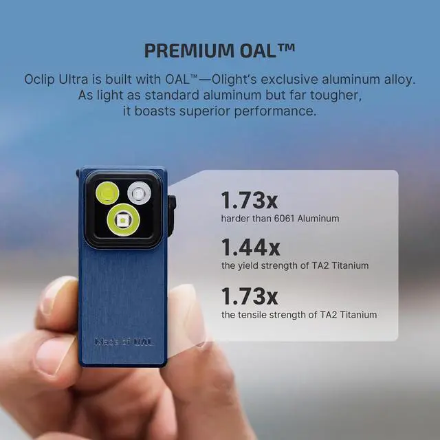 Alt view image 2 of 7 - Oclip Ultra EDC Flashlight Clip-on Light, 530 Lumens Rechargeable with Type-C Charging, Combines Floodlight, Spotlight and UV, Triple Magnetic Lights for Inspection Work (Navy Blue)  Navy Blue -