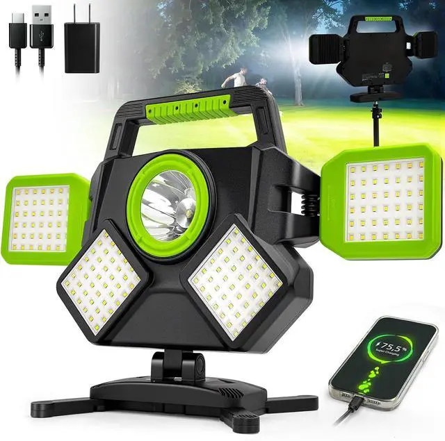 Main image of 55W Rechargeable Work Light, 5000LM Magnetic Foldable&360° Rotatable Led Light with 6 Modes, Portable Lights for Mechanic Jobsite Workshop Car Repairing -
